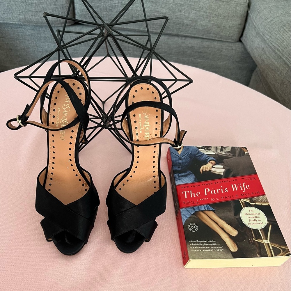 Yves Saint Laurent black satin heels